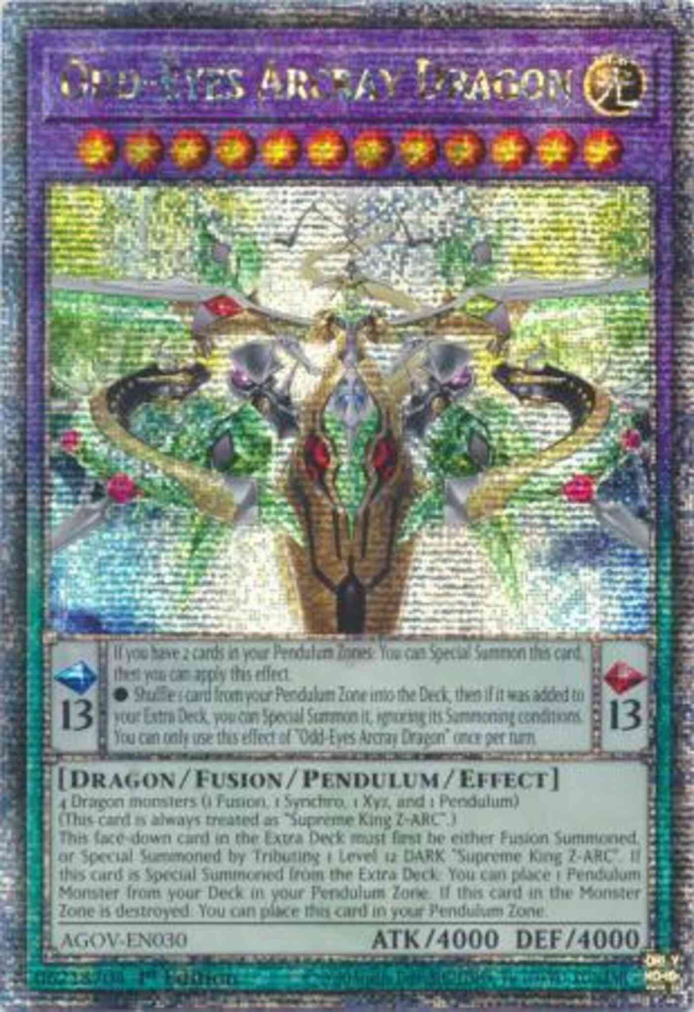 Odd-Eyes Arcray Dragon - AGOV-EN030 - Quarter Century Secret Rare - 1st Edition