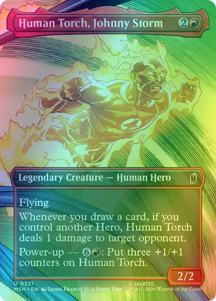 Human Torch, Johnny Storm [321] [Borderless] [Scene] [Marvel Super Heroes] [Foil]