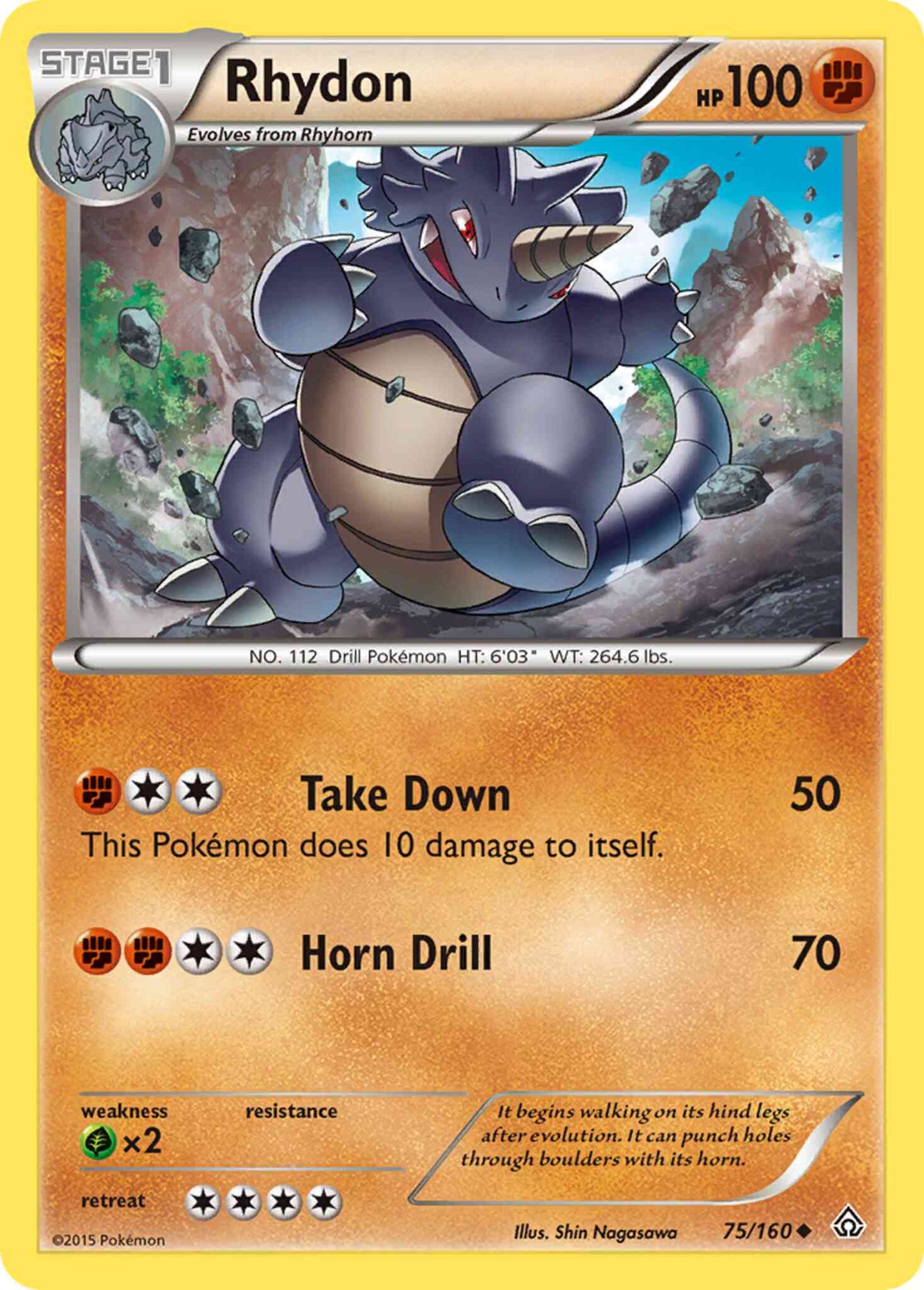 Rhydon - 75/160 - Uncommon [xy5-75] [Reverse Holo]
