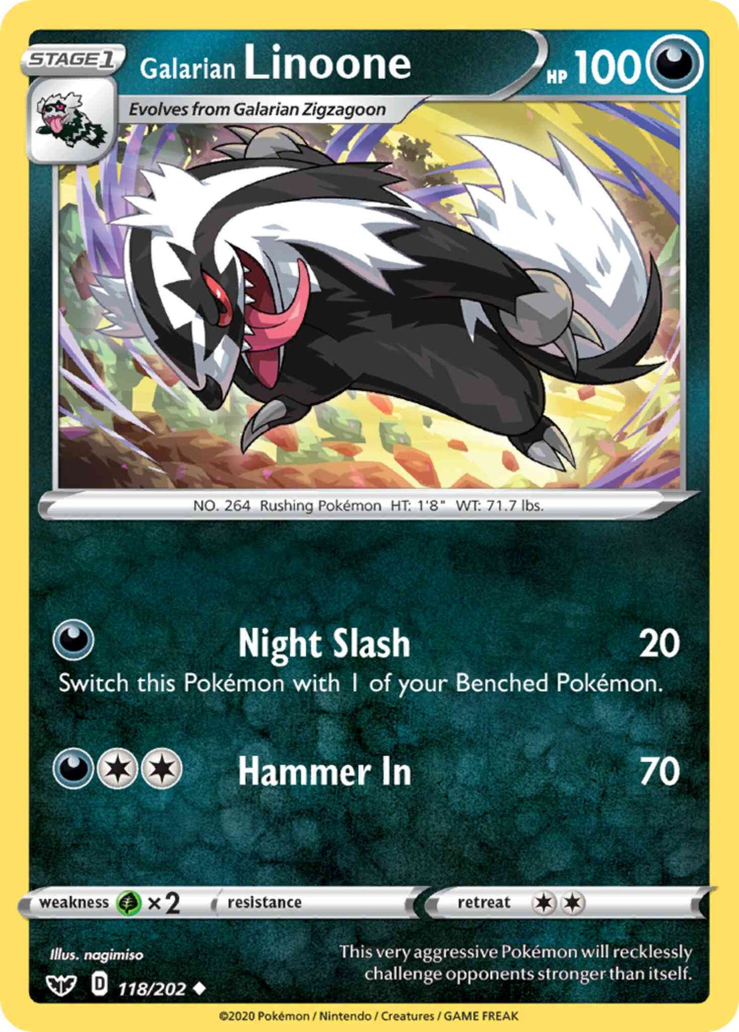 Galarian Linoone - 118/202 - Uncommon [swsh1-118] [Reverse Holo]