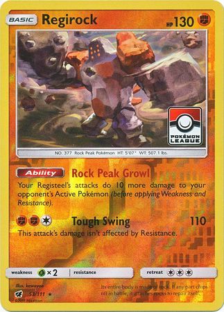 Regirock - 53/111 - Rare - Reverse Holo - Pokemon League Promo [Reverse Holo]