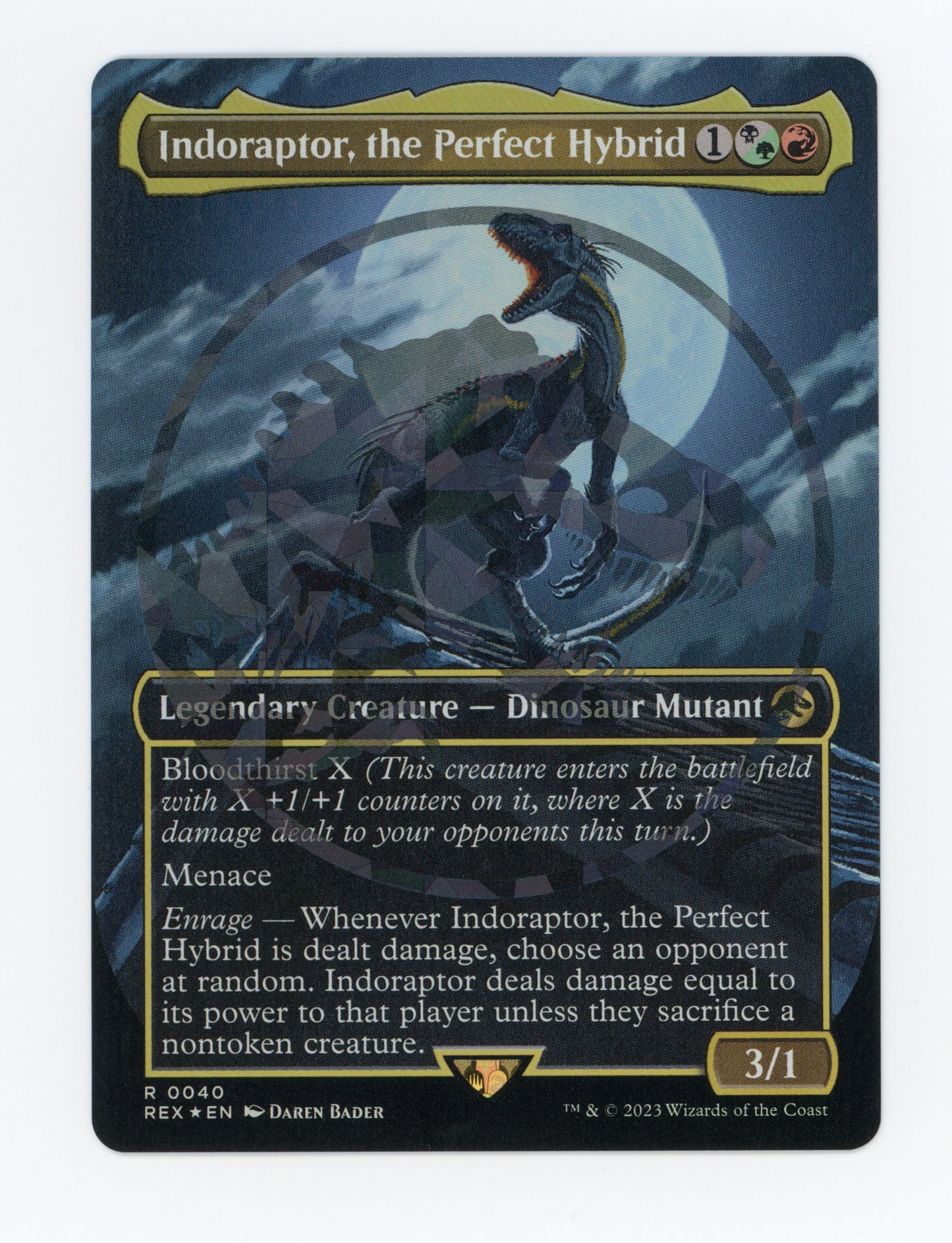 Indoraptor, the Perfect Hybrid — Borderless|Emblem|Foil — ID 18330