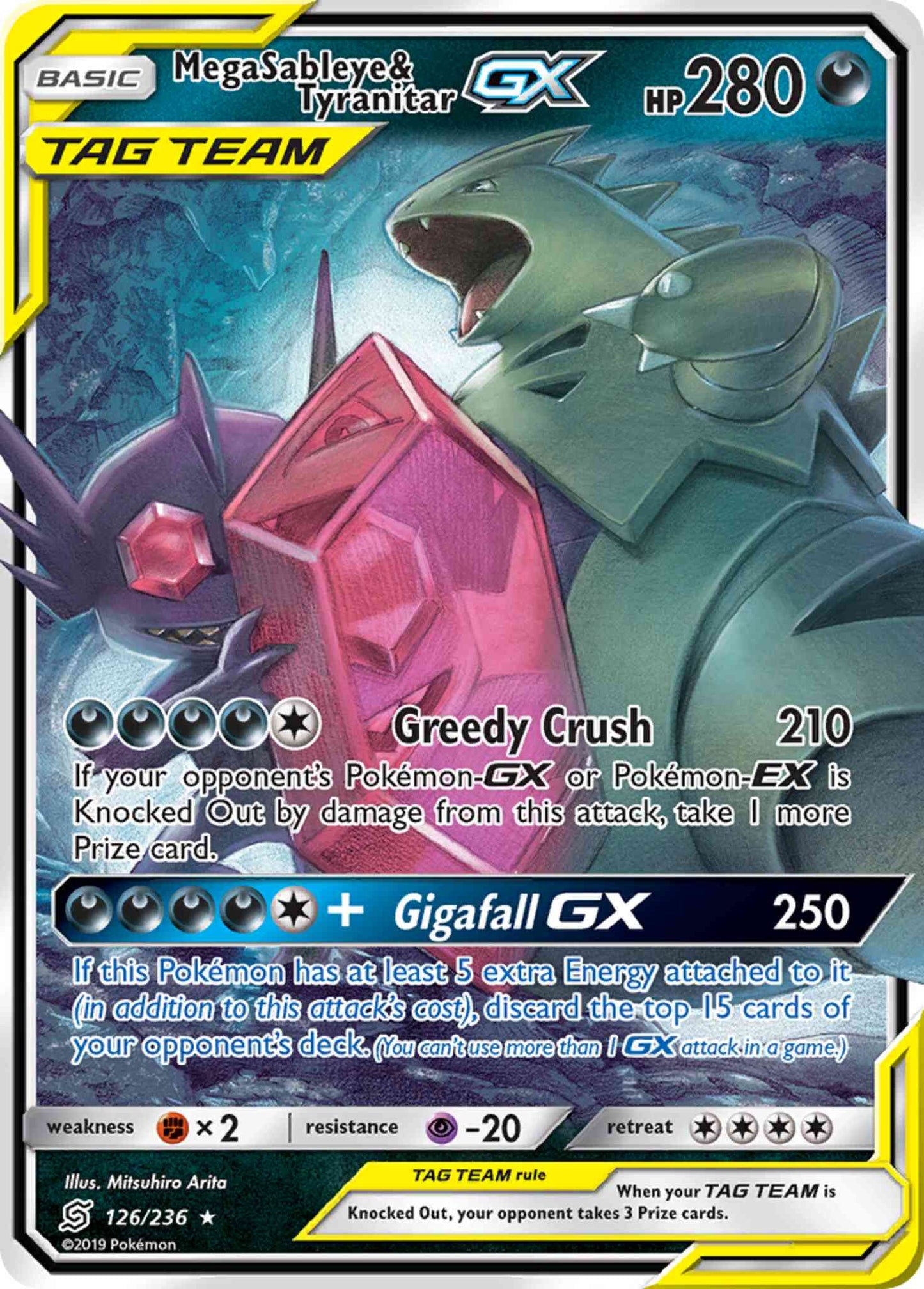 Mega Sableye & Tyranitar-GX - 126/236 - Rare Holo GX [sm11-126] [Ultra]