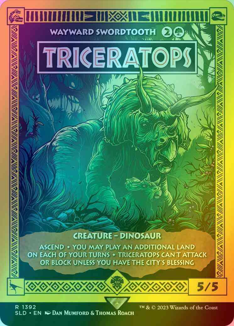 Triceratops - Wayward Swordtooth [1392] [Borderless] [Life Breaks Free] [Secret Lair Drop] [Foil]