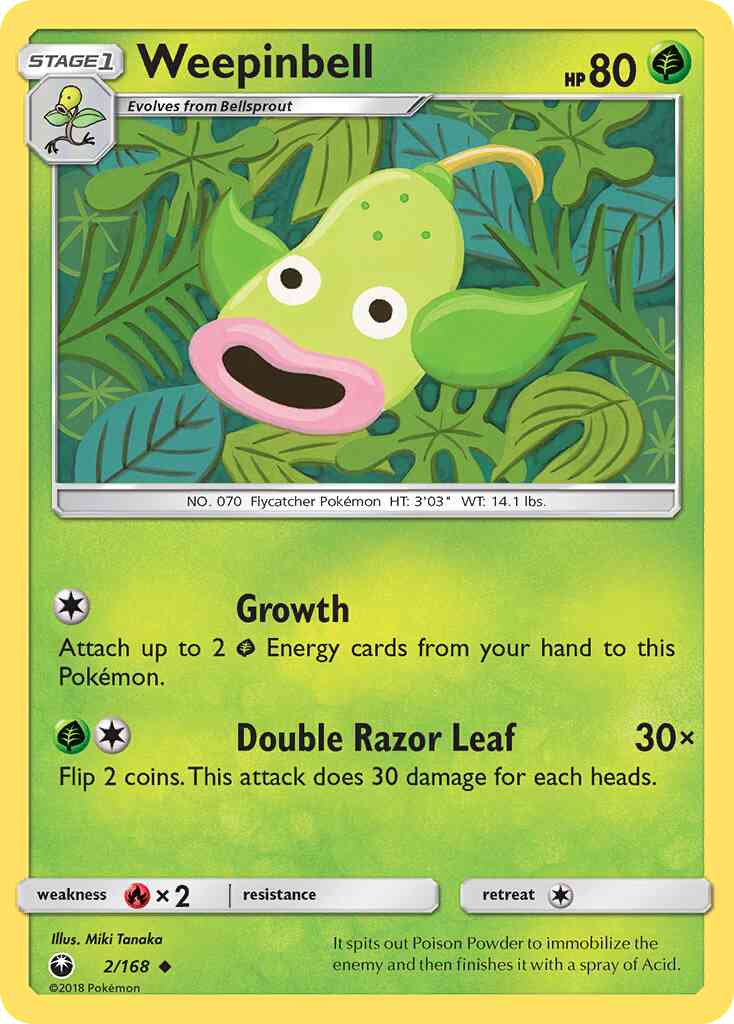 Weepinbell - 2/168 - Uncommon [sm7-2] [Reverse Holo]