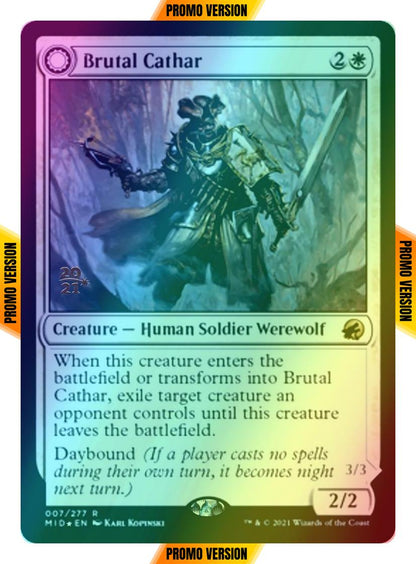 Brutal Cathar // Moonrage Brute [Prerelease] [7s] [Innistrad: Midnight Hunt Promos] [Foil]