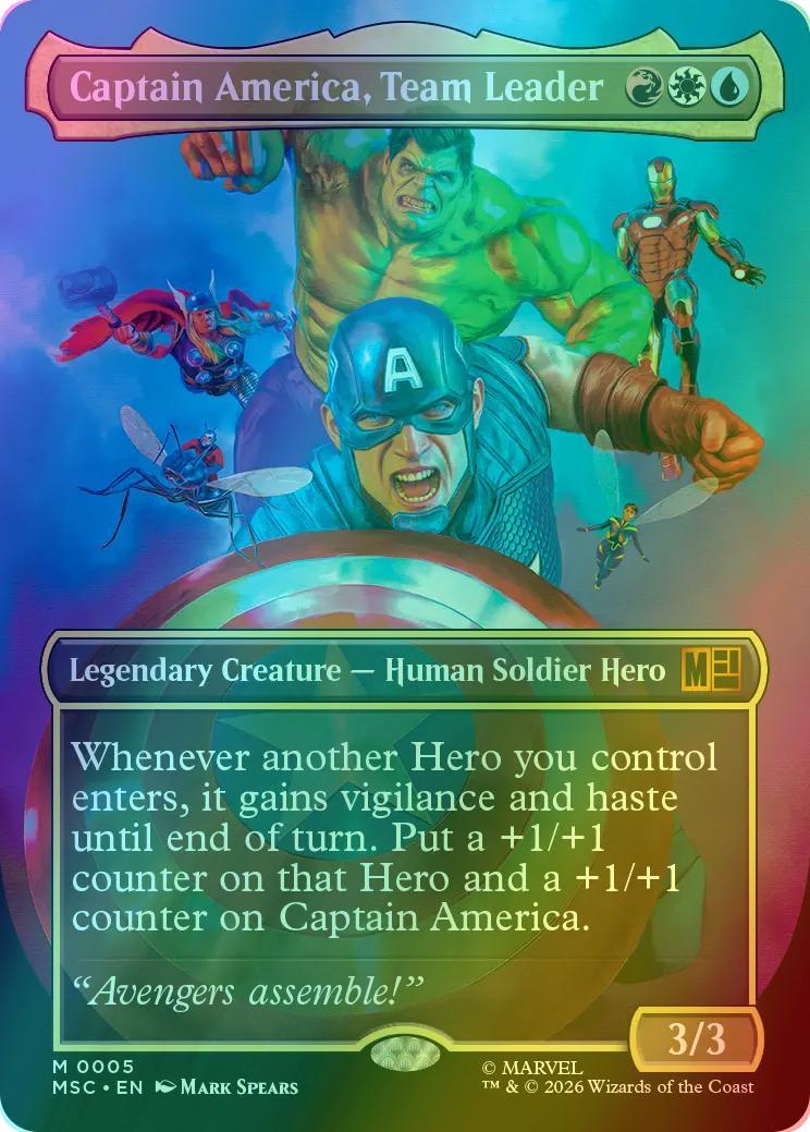 Captain America, Team Leader [5] [Borderless] [Marvel Super Heroes: Commander] [Foil]