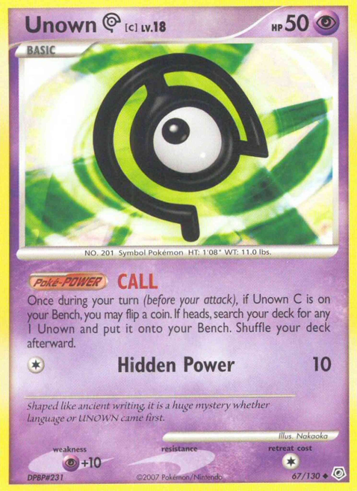 Unown C - 67/130 - Uncommon [dp1-67] [Non-Holo]