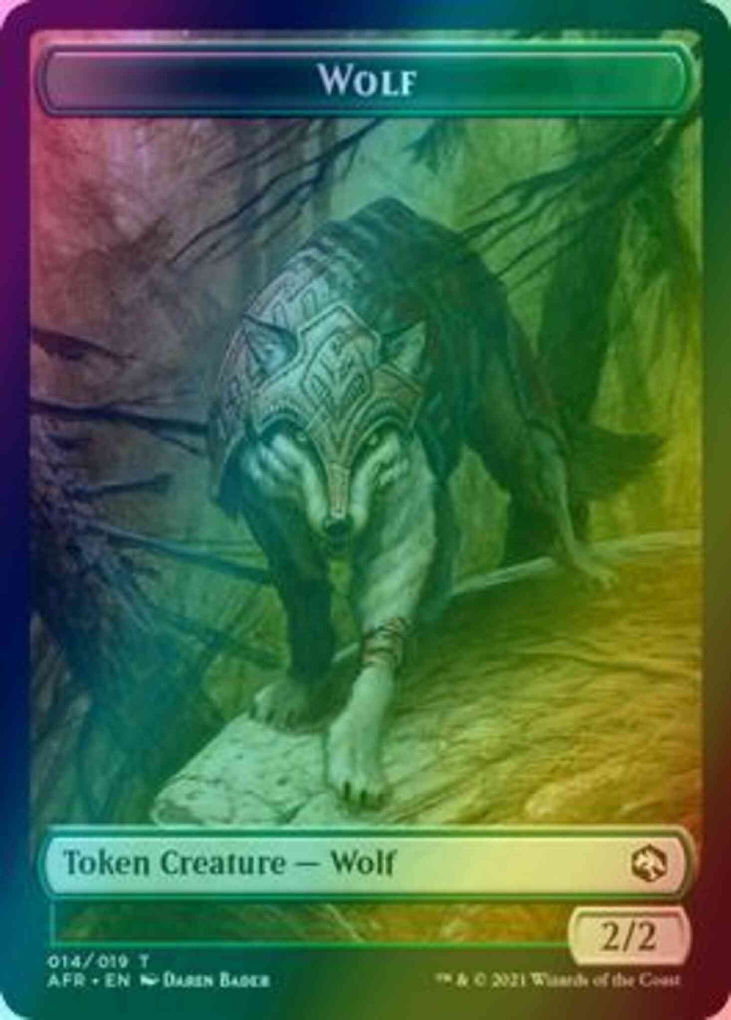 Wolf Token (14) // Zariel, Archduke of Avernus Emblem (19) [Adventures in the Forgotten Realms: Tokens] [Foil]