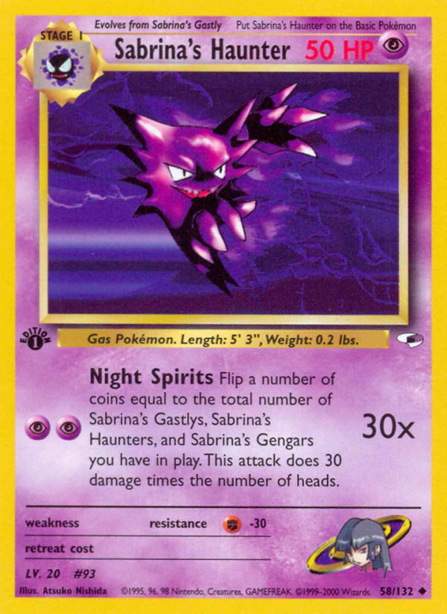 Sabrina's Haunter - 58/132 - Uncommon - 1st Edition [gym1-58] [Non-Holo]