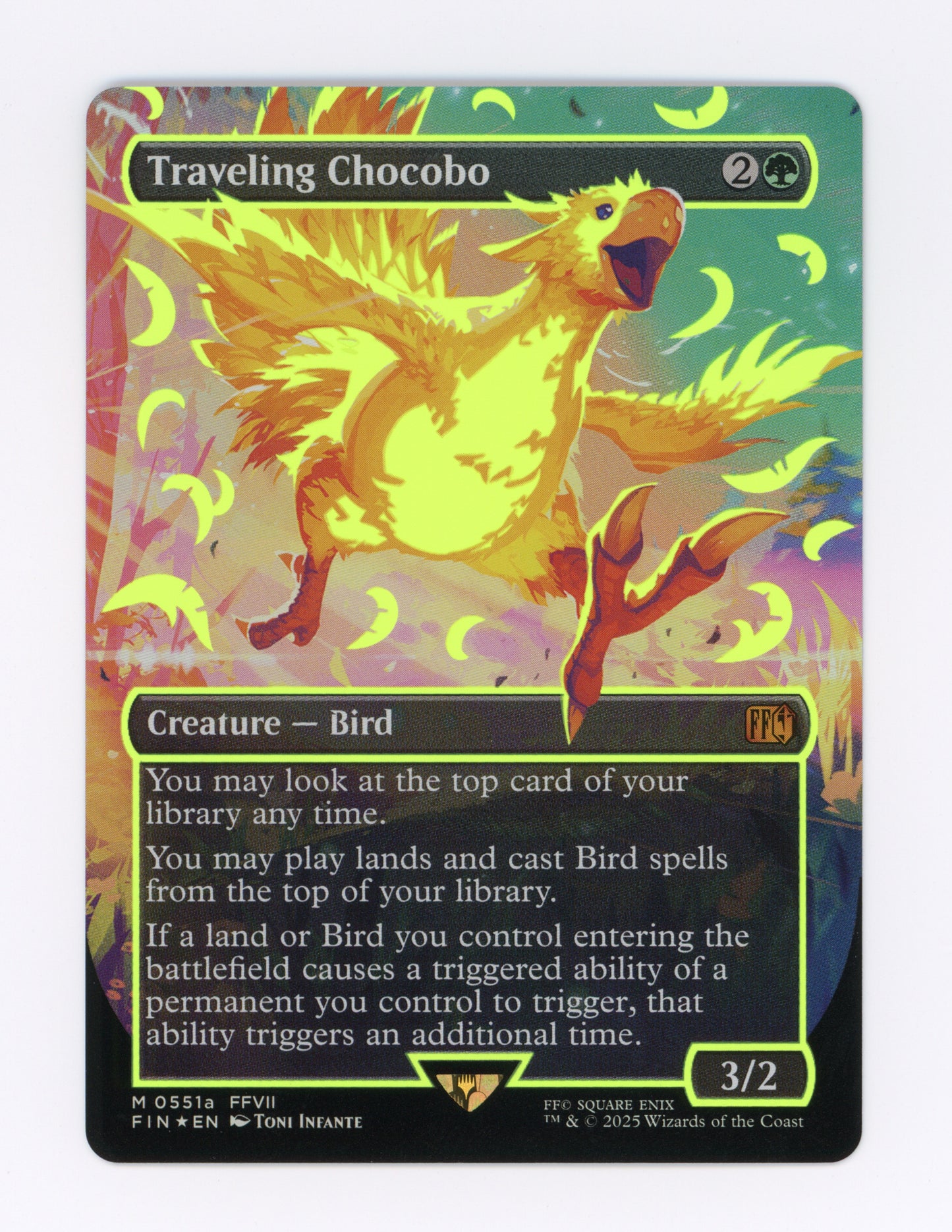 Traveling Chocobo — Borderless|Neon Ink Showcase|Yellow|Foil — ID 18068