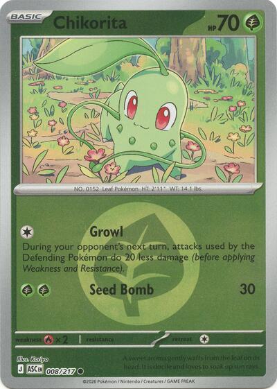 Chikorita - Energy Symbol Pattern - 008/217 - Common [me025-008] [Reverse Holo]