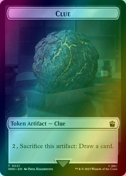 Alien Rhino Token (03) // Clue Token (21) [Universes Beyond: Doctor Who: Tokens] [Foil]