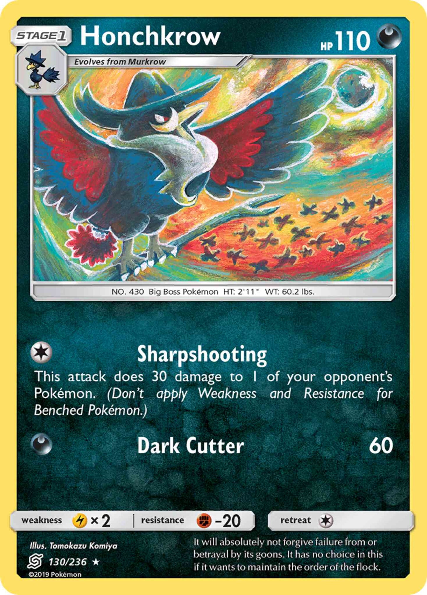 Honchkrow - 130/236 - Rare [sm11-130] [Reverse Holo]