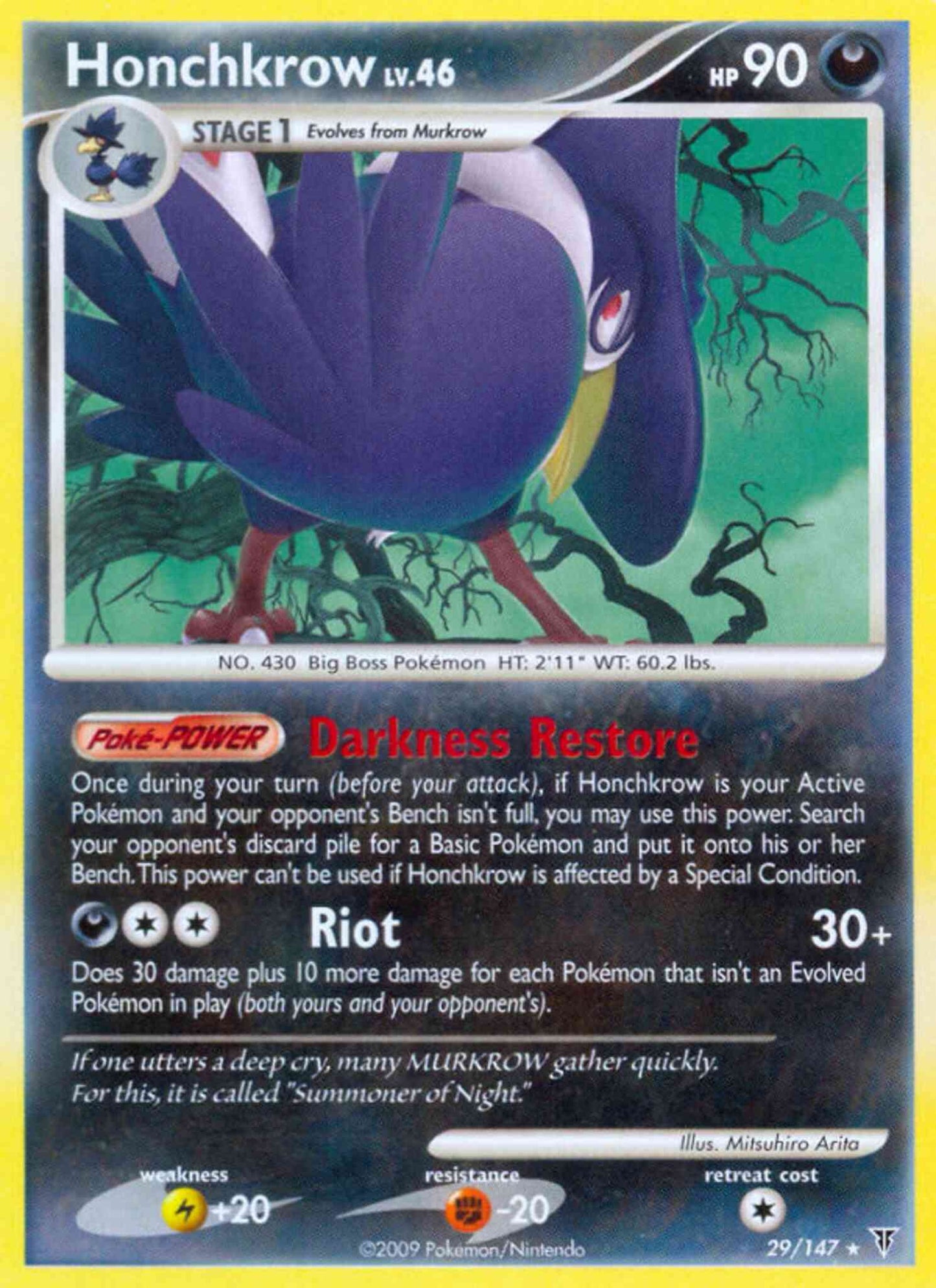 Honchkrow - 29/147 - Rare [pl3-29] [Reverse Holo]