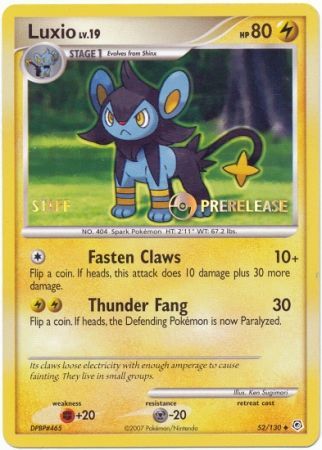 Luxio - 52/130 - Promo [Prerelease] [Staff] [DP1MSP-52] [Non-Holo]