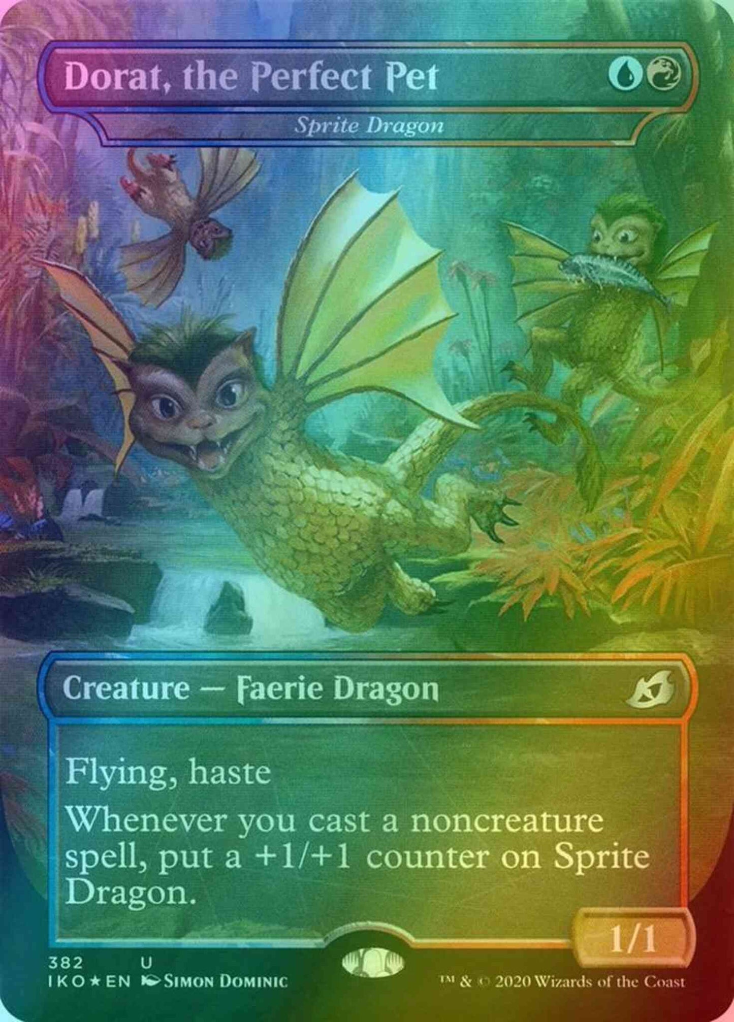 Dorat, the Perfect Pet - Sprite Dragon [382] [Alternate Art] [Godzilla] [Ikoria: Lair of Behemoths] [Foil]