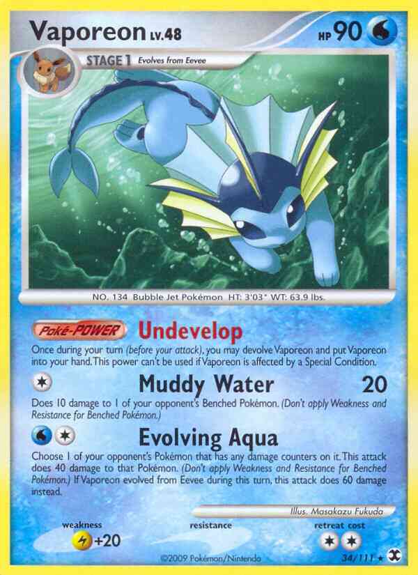 Vaporeon - 34/111 - Rare [pl2-34] [Non-Holo]