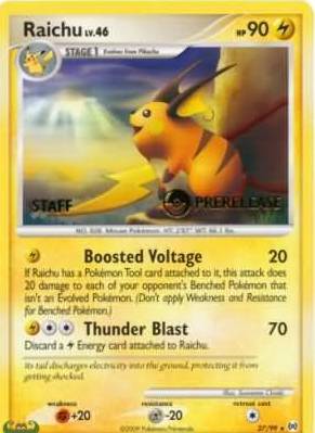 Raichu - 27 - Promotional - Prerelease Staff Stamp Prerelease Promo [Non-Holo]
