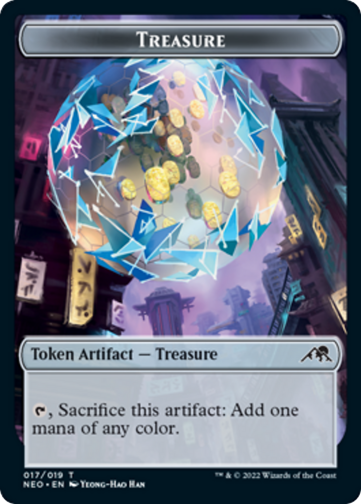 Spirit Token (02) // Treasure Token (17) [Kamigawa: Neon Dynasty: Tokens] [Non-Foil]