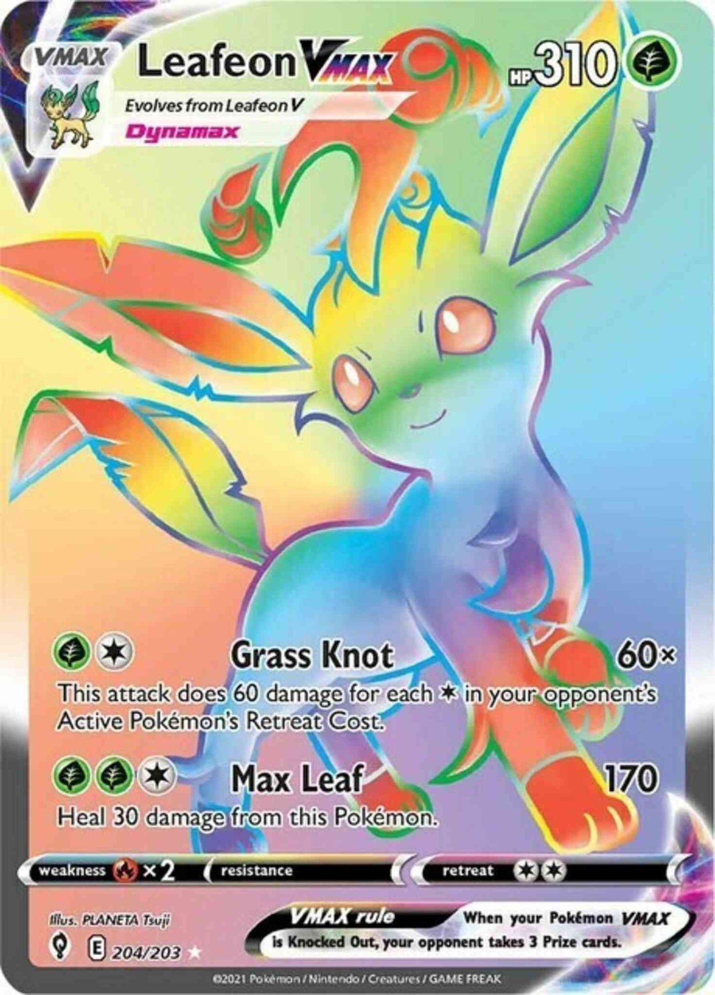 Leafeon VMAX - 204/203 - Rare Rainbow [swsh7-204] [Secret]
