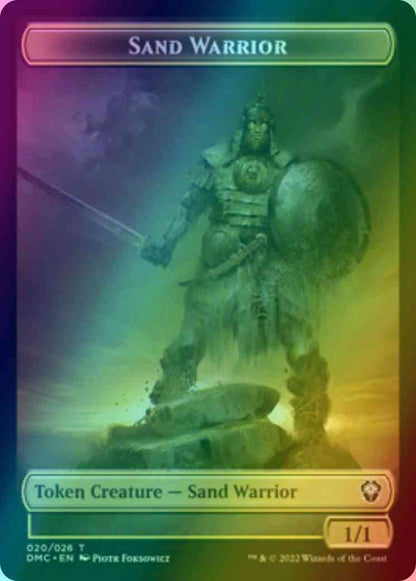 Sand Warrior Token (20) // Soldier Token (04) [DMC/DMU Set Symbol] [Dominaria United: Tokens] [Foil]