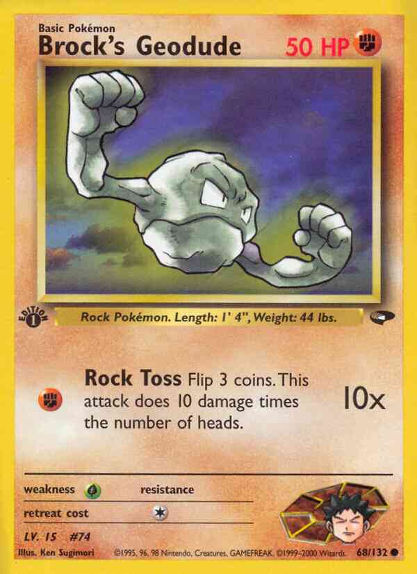 Brock's Geodude - 68/132 - Common - 1st Edition [gym2-68] [Non-Holo]