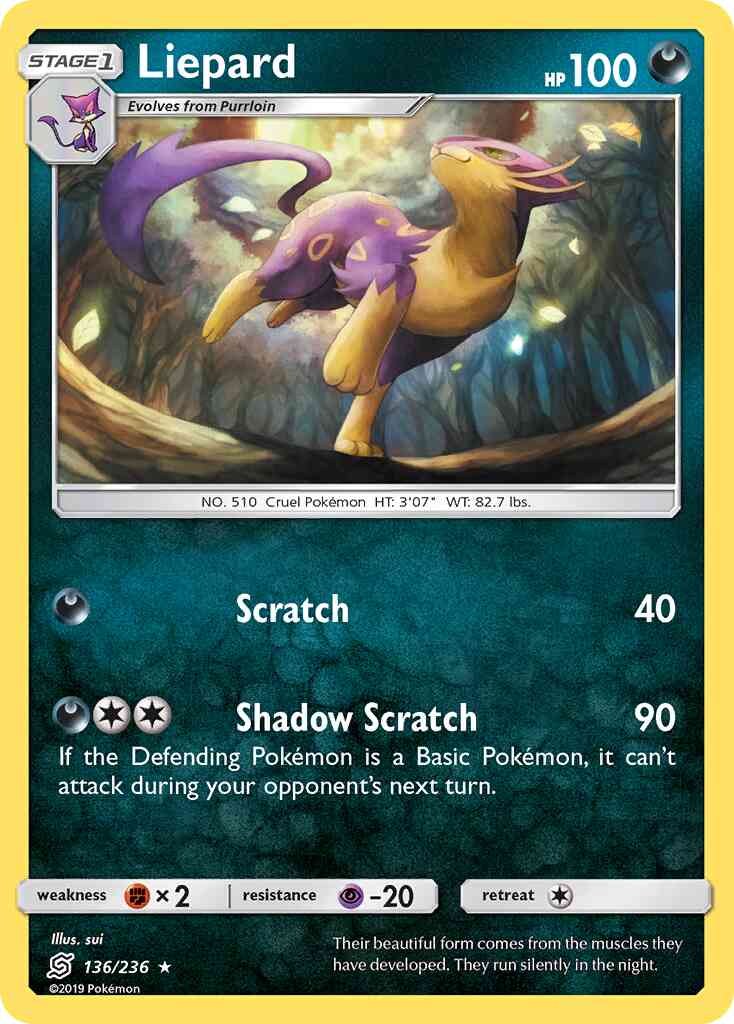 Liepard - 136/236 - Rare [sm11-136] [Reverse Holo]