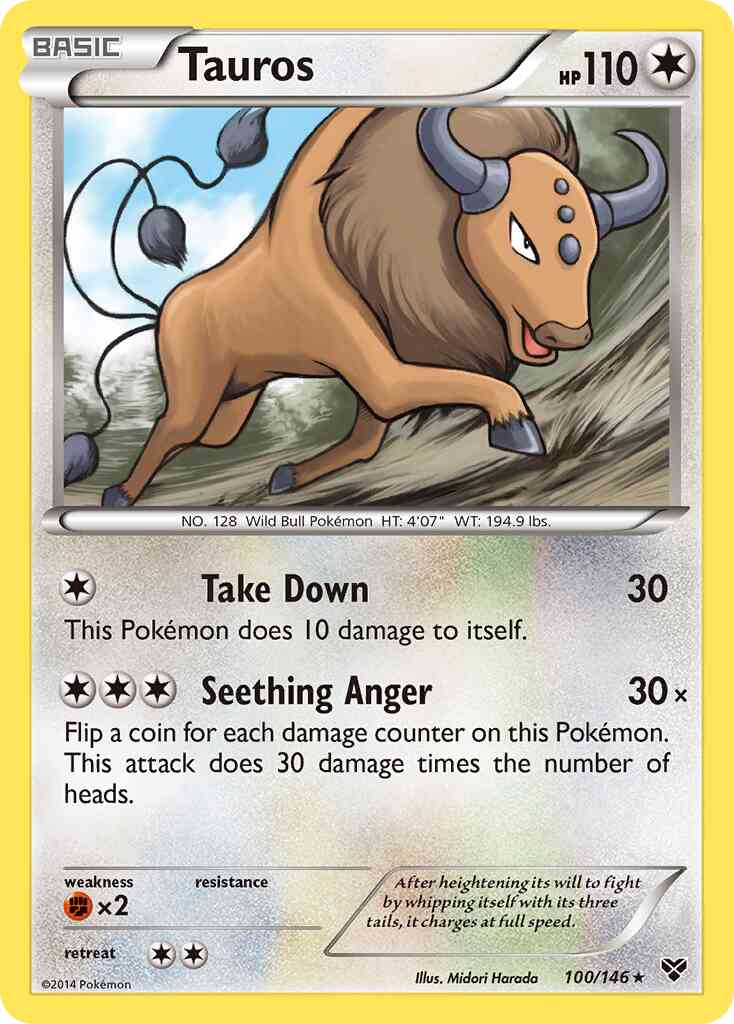 Tauros - 100/146 - Rare [xy1-100] [Reverse Holo]