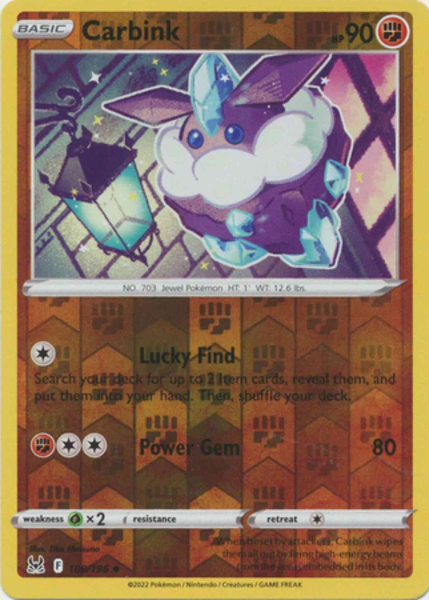 Carbink - 108/196 - Uncommon [swsh11-108] [Reverse Holo]