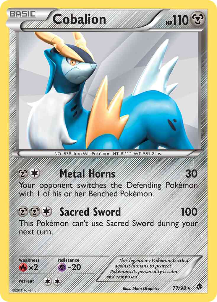 Cobalion - 77/98 - Rare Holo [bw2-77] [Reverse Holo]