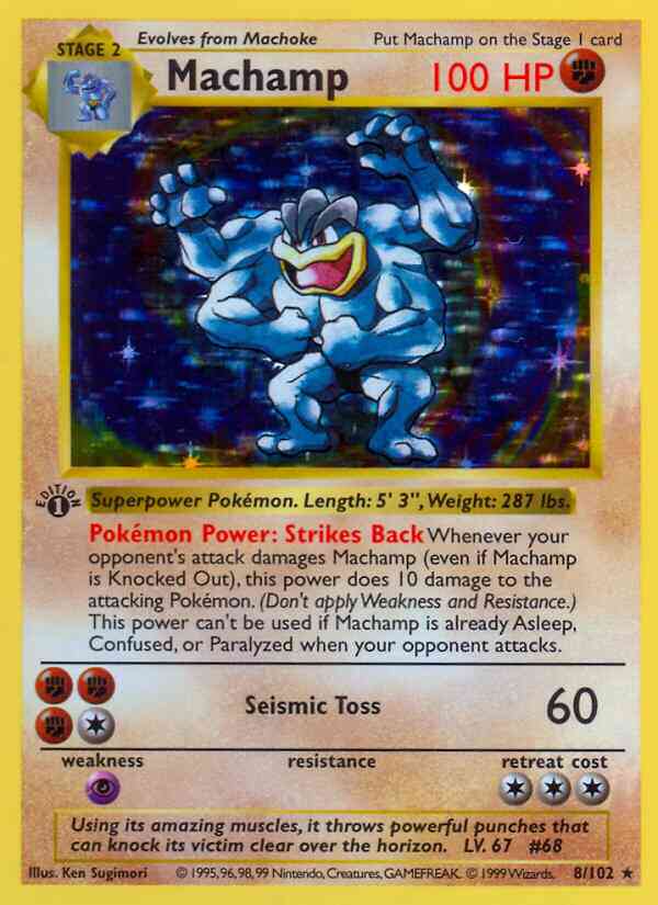 Machamp - 8/102 - Rare - 1st Edition - With Shadow [base1-8] [Holo]