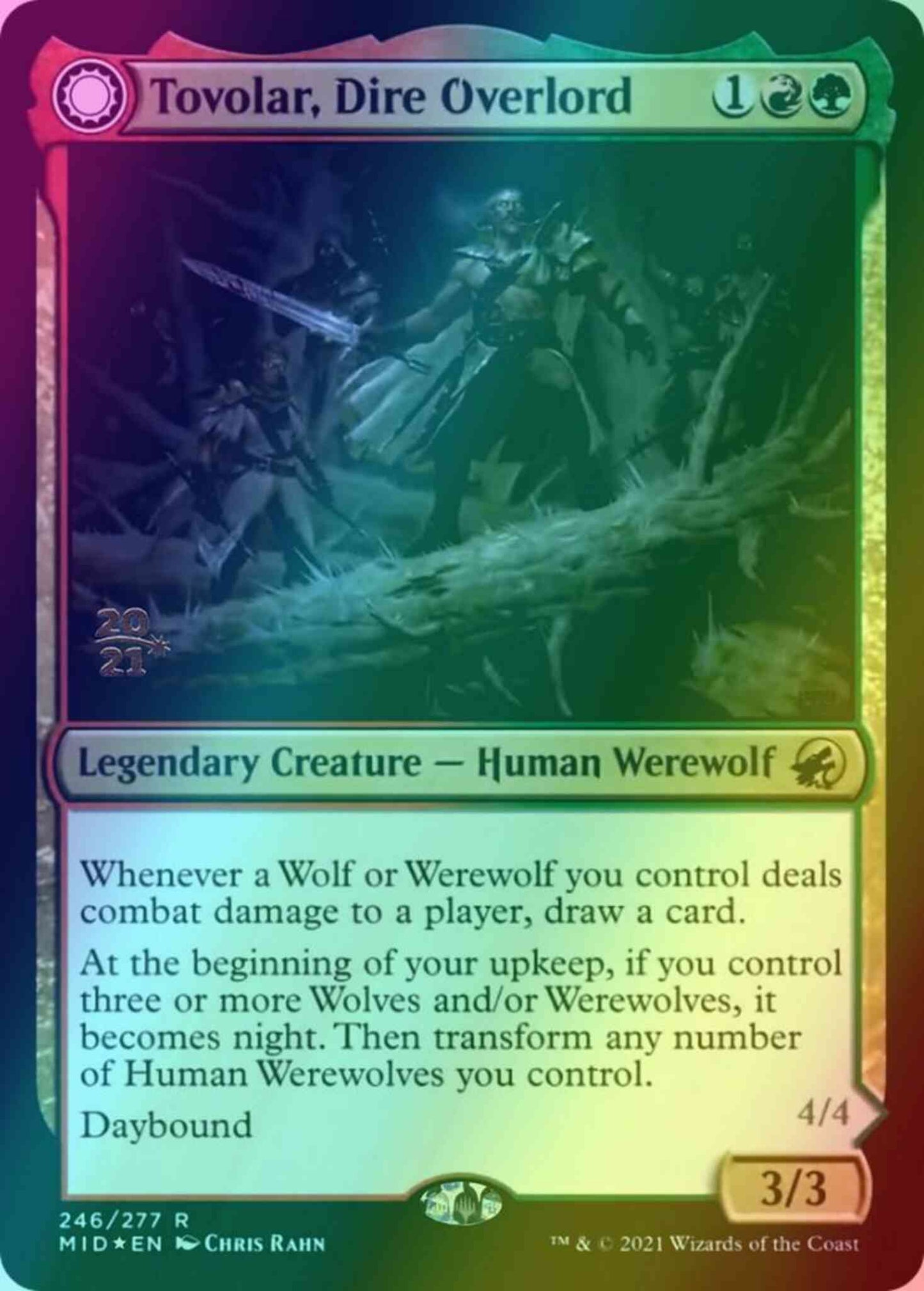 Tovolar, Dire Overlord // Tovolar, the Midnight Scourge [Prerelease] [246s] [Innistrad: Midnight Hunt Promos] [Foil]