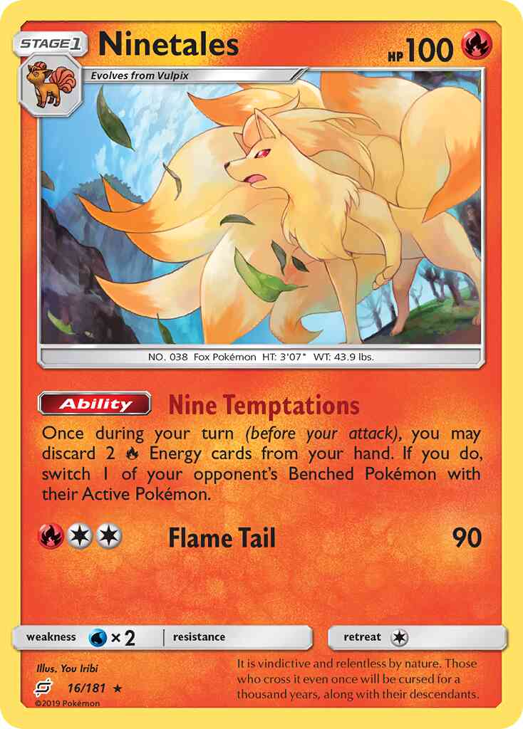Ninetales - 16/181 - Rare [sm9-16] [Reverse Holo]