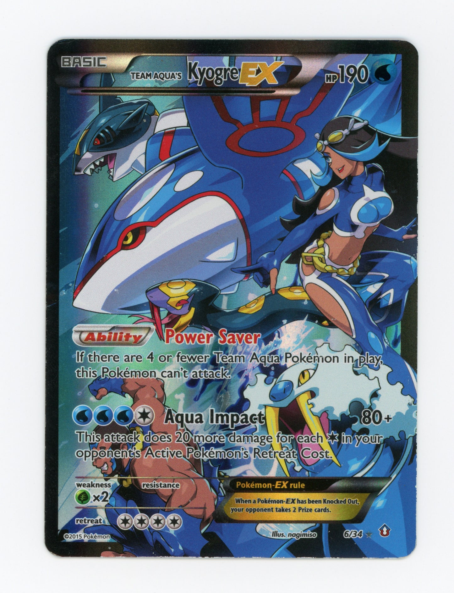 Team Aqua's Kyogre-ex — Damaged|Rare Holo EX — ID 18113
