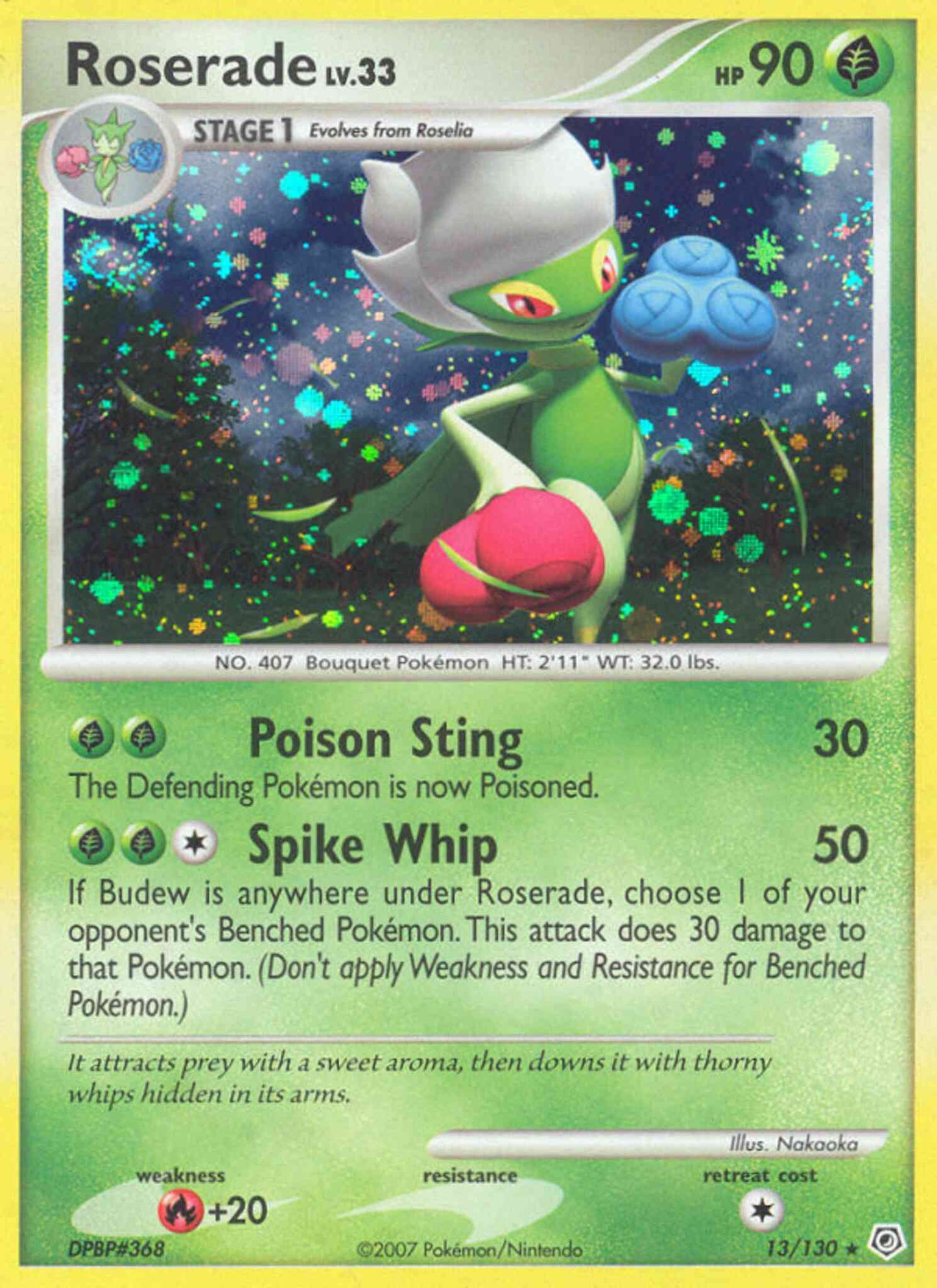 Roserade - 13/130 - Rare Holo [dp1-13] [Reverse Holo]