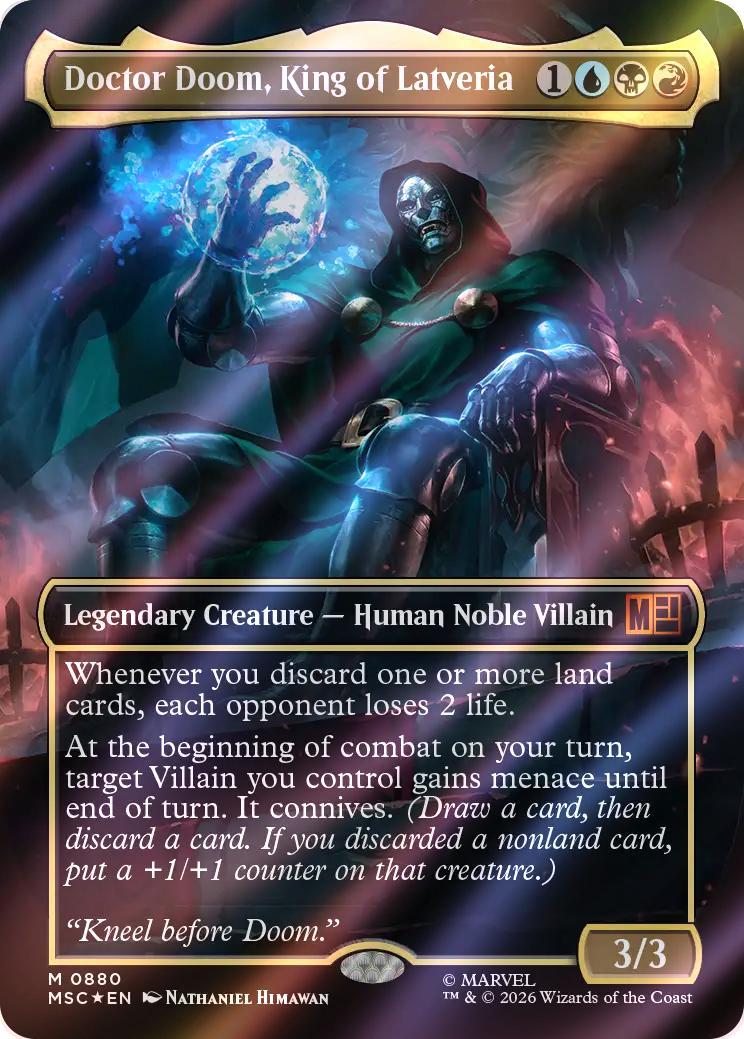 Doctor Doom, King of Latveria [880] [Borderless] [Marvel Super Heroes: Commander] [Surge Foil]