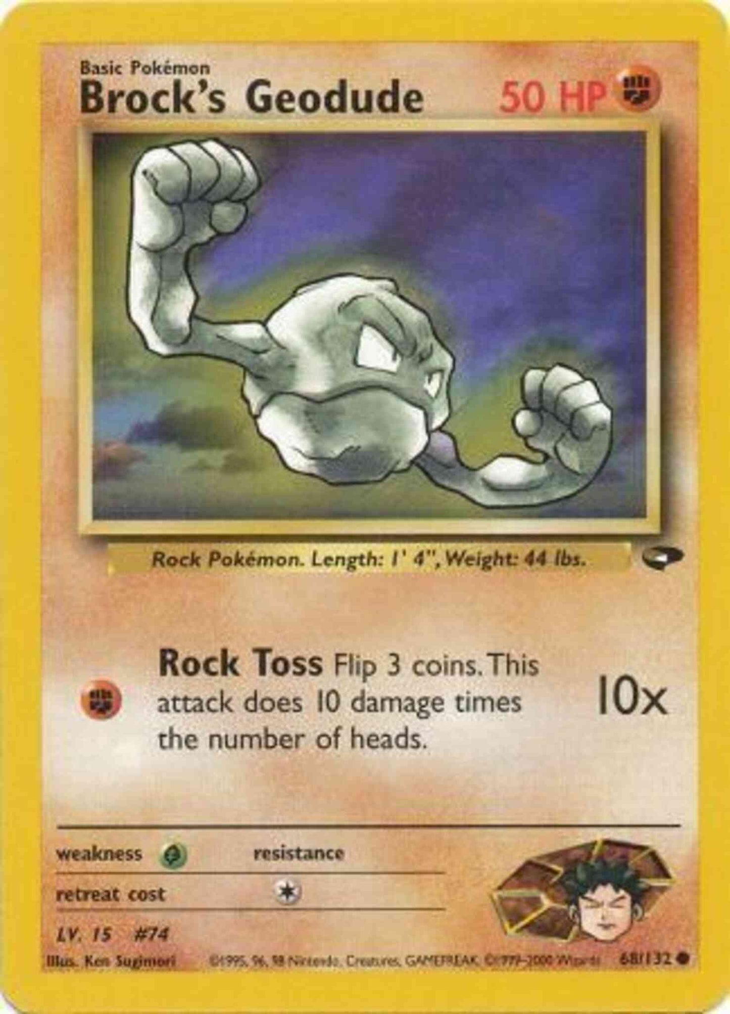 Brock's Geodude - 68/132 - Common - Unlimited [gym2U-68] [Non-Holo]