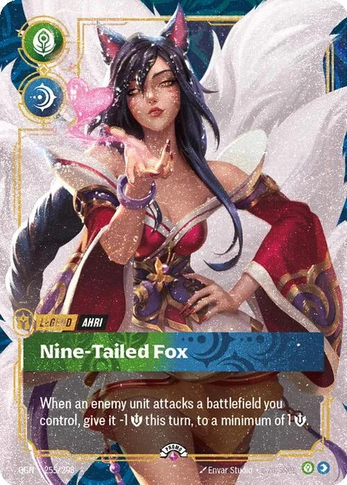 Nine-Tailed Fox (Ahri) (Metal) (Prize Wall) - 255/298 [Riftbound Organized Play Promotional Cards] [Non-Foil]