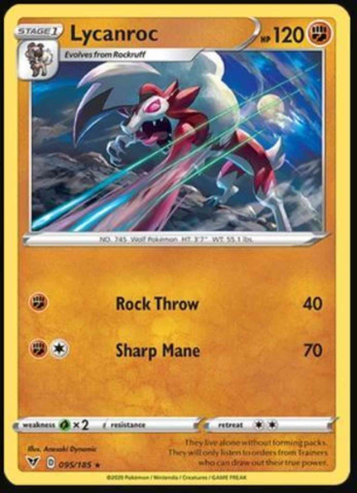Lycanroc - 095/185 - Rare [swsh4-095] [Reverse Holo]