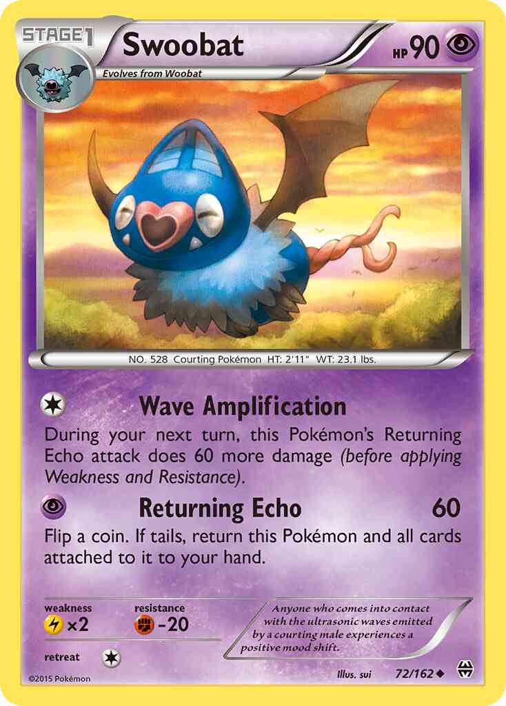 Swoobat - 72/162 - Uncommon [xy8-72] [Reverse Holo]