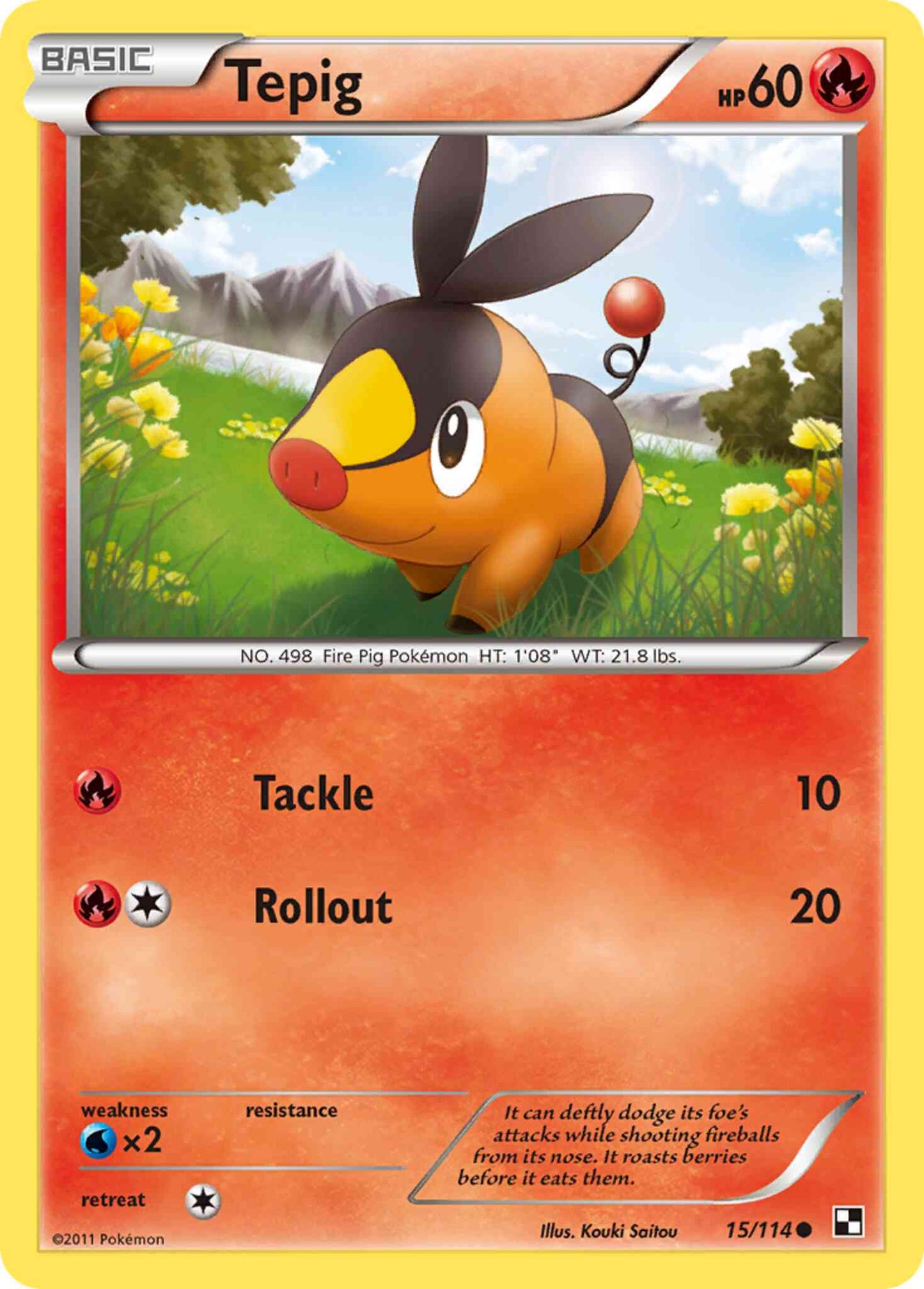 Tepig - 15/114 - Common [bw1-15] [Reverse Holo]