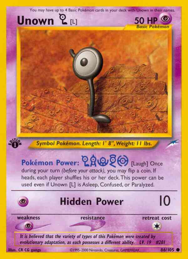 Unown - 1st Edition [L] - 86/105 - Common - 1st Edition [neo4-86] [Non-Holo]