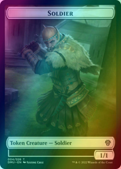 Ajani, Sleeper Agent Emblem (25) // Soldier Token (04) [DMU/DMU Set Symbol] [Dominaria United: Tokens] [Foil]