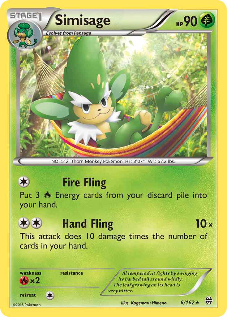 Simisage - 6/162 - Rare [xy8-6] [Reverse Holo]