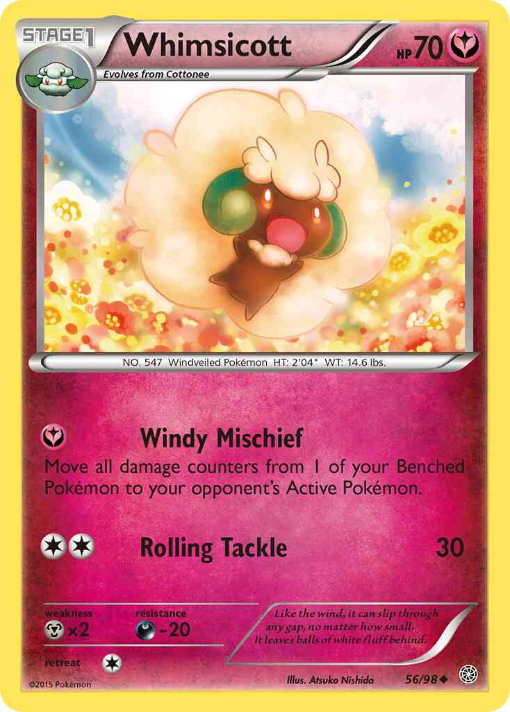 Whimsicott - 56/98 - Uncommon [xy7-56] [Reverse Holo]