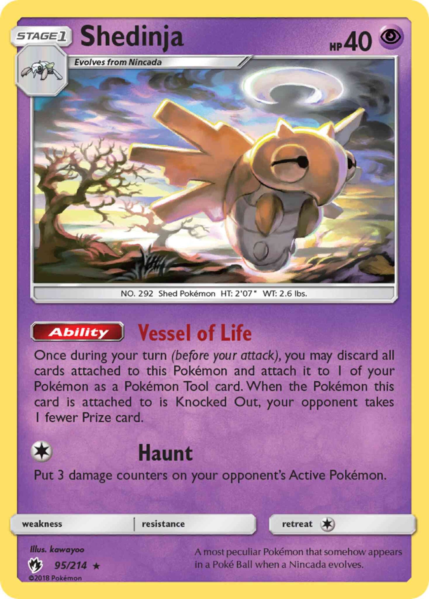 Shedinja - 95/214 - Rare [sm8-95] [Reverse Holo]
