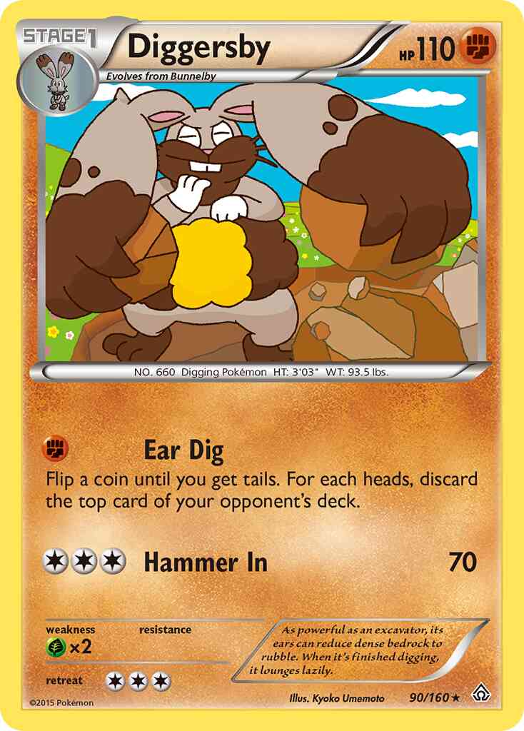 Diggersby - 90/160 - Rare [xy5-90] [Reverse Holo]