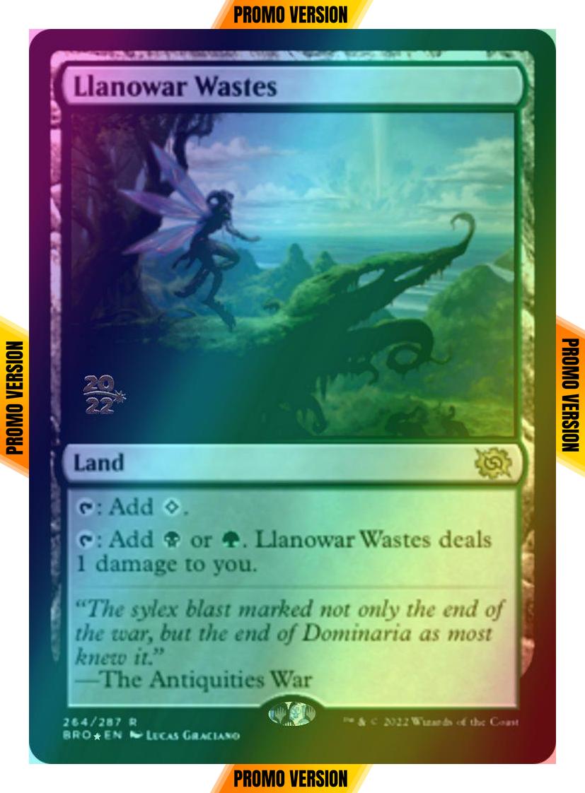 Llanowar Wastes [264s] [Prerelease] [The Brothers' War: Promos] [Foil]