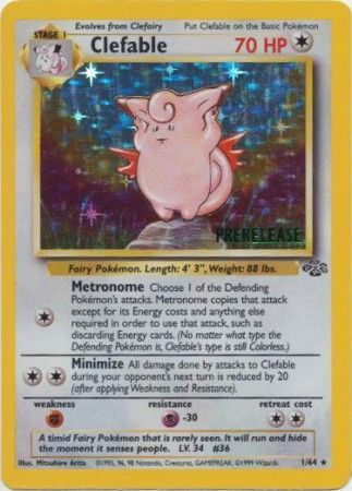 Clefable - 1/64 - Holo Rare - Unlimited Edition Prerelease Promo [Holo]